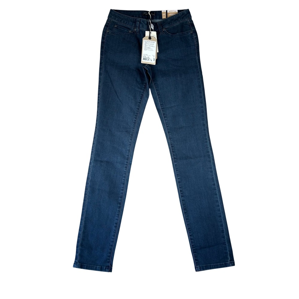 prAna Kayla Jean Indigo Blue Organic Cotton Stretch Denim Slim Pants Women 00/24
